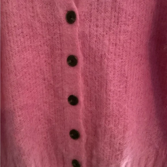 Rebecca Taylor Oversized Pink Brushed Finish Mohair Alpaca Cardigan Size M/L - Picture 5 of 8